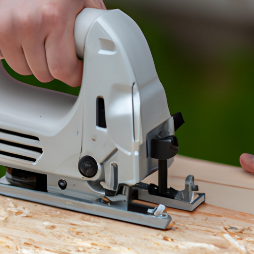 jigsaw-buying-guide-what-to-look-for-when-purchasing-a-jigsaw.png An image of a person holding a jigsaw, carefully examining its grip handle for comfort, blade changing mechanism for ease, and a sturdy baseplate with adjustable angles for precision, emphasizing the key features to consider when buying a jigsaw