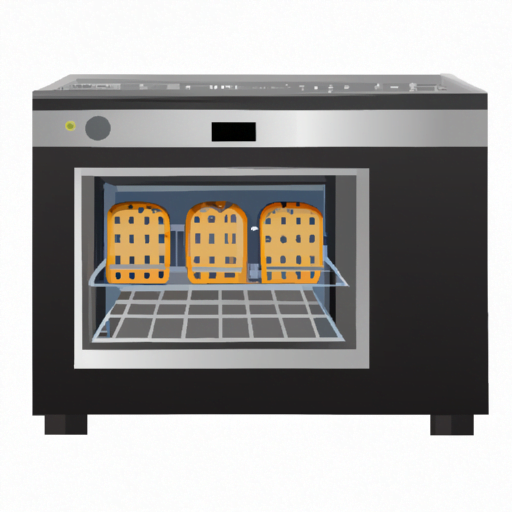 An image showcasing a toaster oven with a spacious interior, multiple rack positions, and precise temperature controls